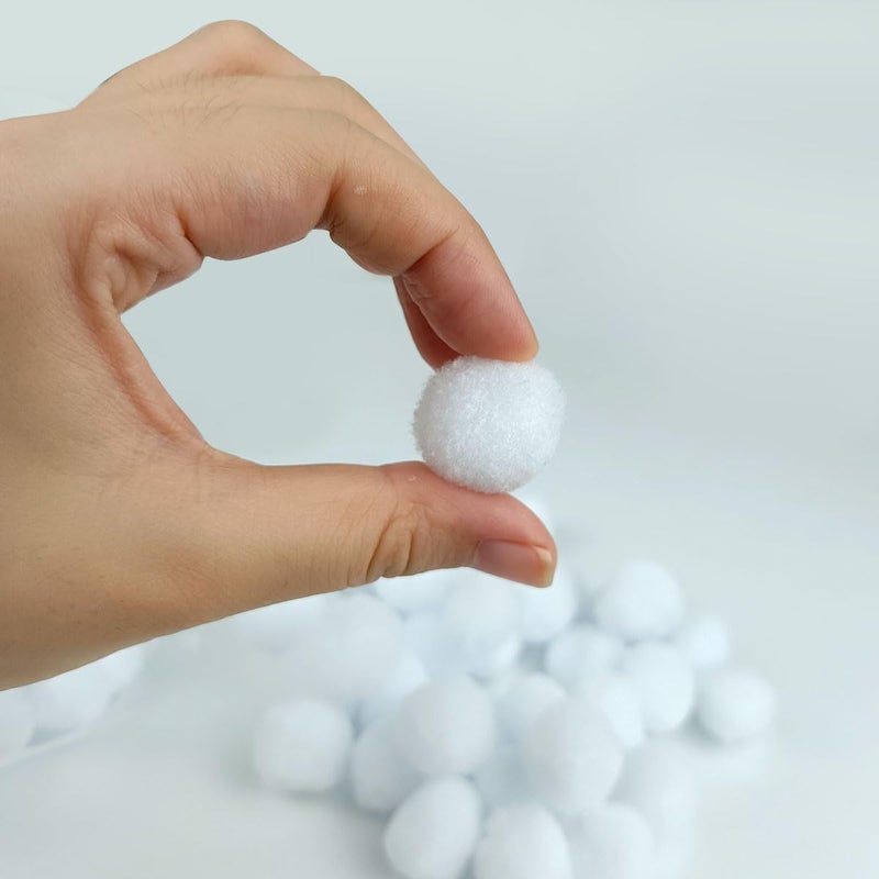 FKEYTO 200 Pieces Pom Poms, 1 Inch Craft Pom Poms, Fuzzy Pompom Puff Balls for DIY Arts, Crafts Projects, Home Decorations (White-1) - Image 2